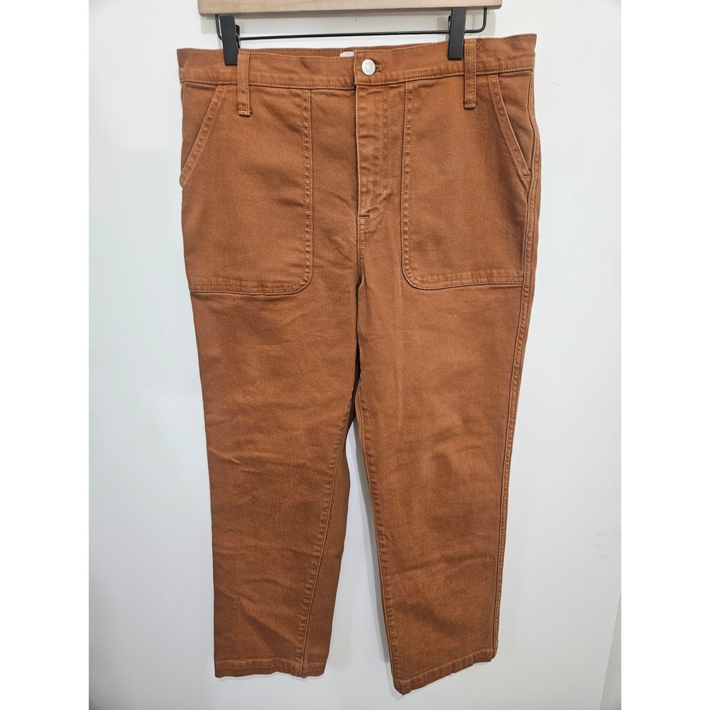 J.Crew Wide Leg Crop Pants Rust Brown Ginger Denim High Rise 30T Tall